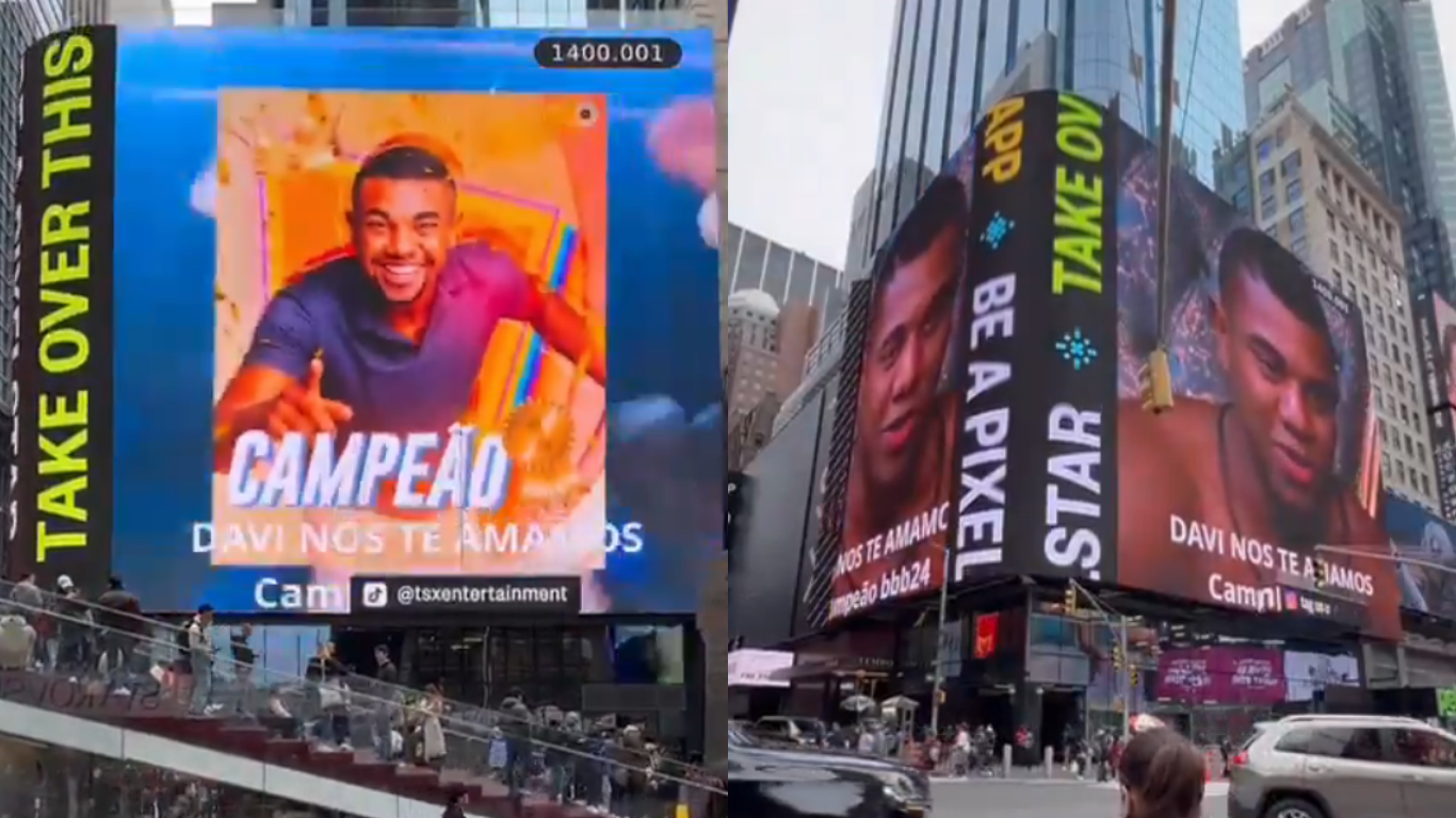 Davi, o campeão do BBB24, ganha homenagem na Times Square; veja